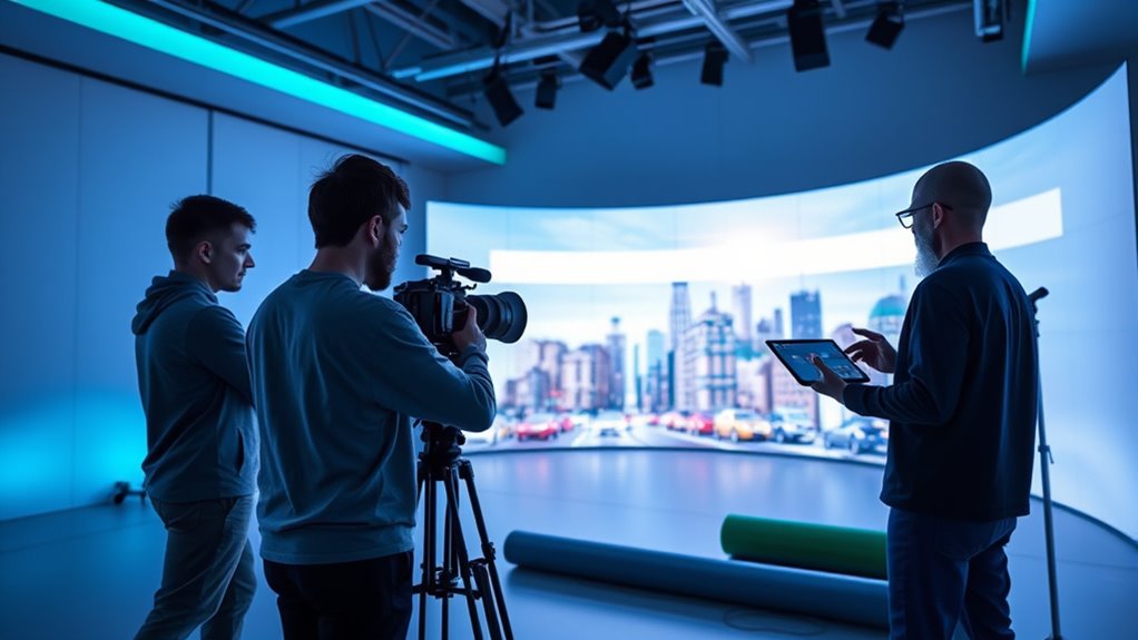 setting up virtual filming