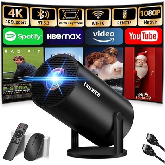 Upgraded 4K Mini Projector with WiFi Bluetooth 270° Rotation
