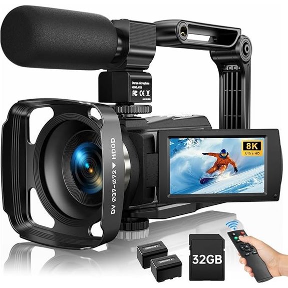 8K Video Camcorder with Night Vision and 32G Card