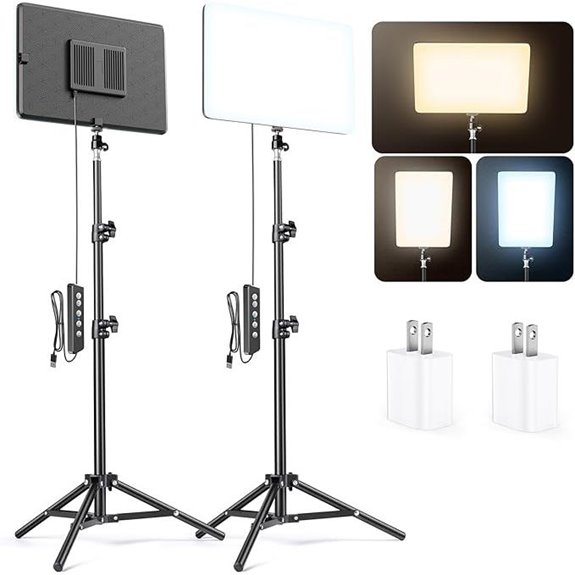 2 Pack LED Video Lights with Tripod Stands