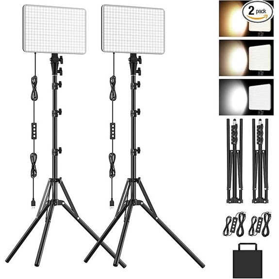 Anautin 2-Pack LED Video Lights with Tripod Kit
