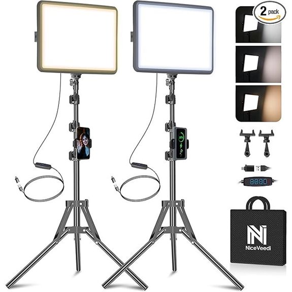 NiceVeedi 2-Pack LED Video Light Kit with Tripods