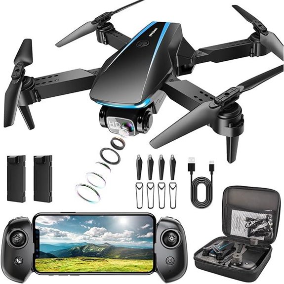 Foldable HD Camera Drone with 2 Batteries and Carrying Case
