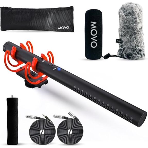 Movo X3-II Shotgun Microphone with Shockmount and Cables
