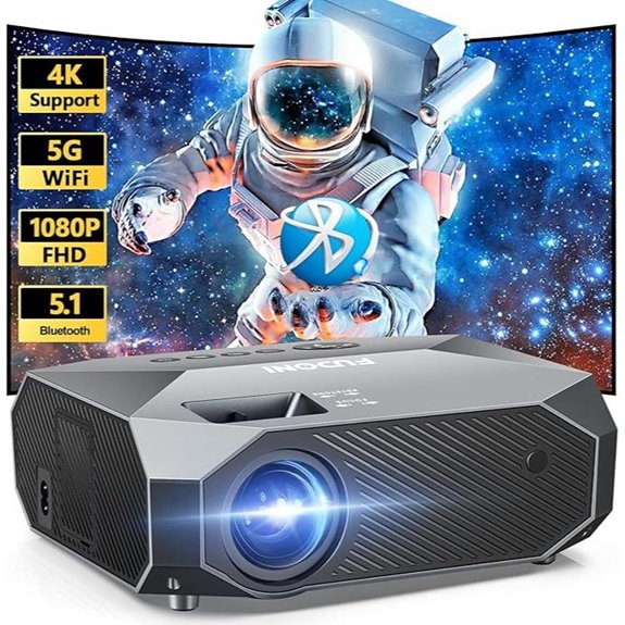 FUDONI Portable 4K WiFi Bluetooth Projector