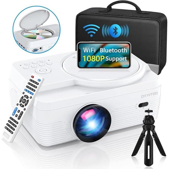 Portable Full HD WiFi Bluetooth Projector with DVD Player