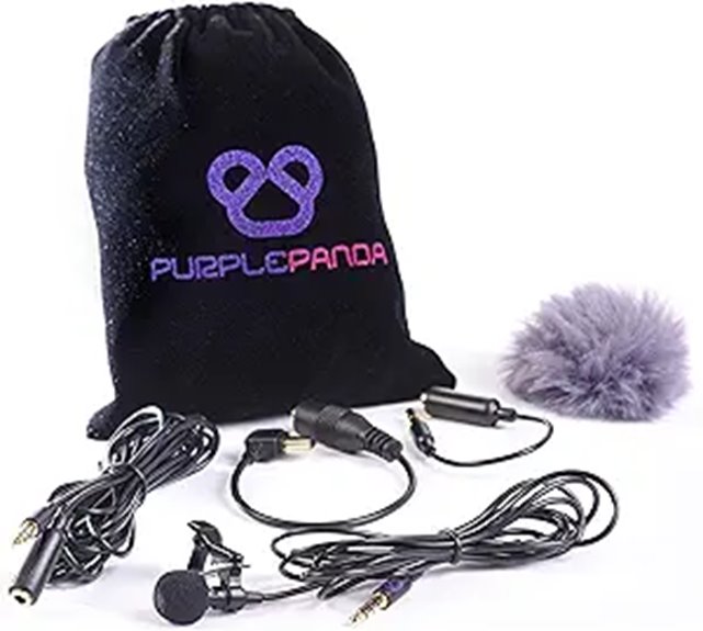 Purple Panda Lavalier Microphone Kit for Cameras and Devices