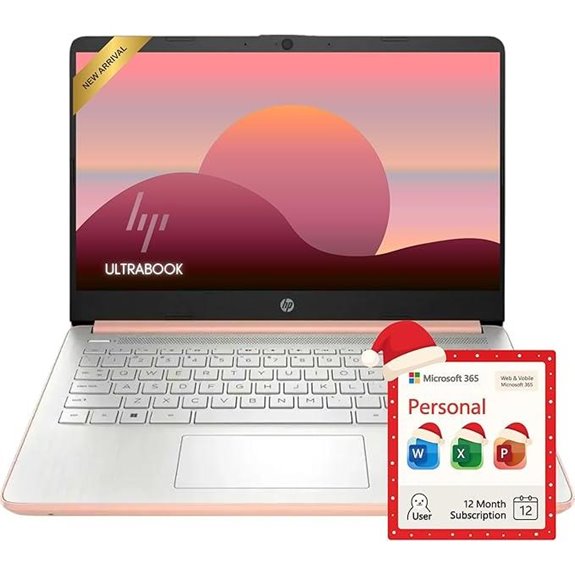 HP Rose Gold Ultrabook 14 Laptop with Office 365
