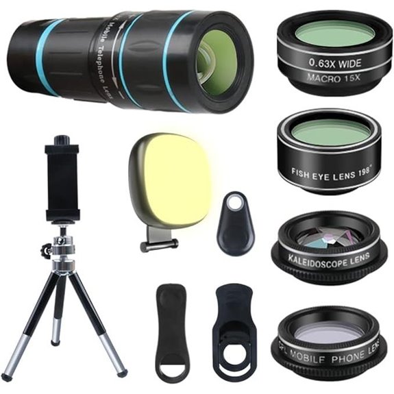 Camera Lens Kit with LED Light & Tripod for Smartphones