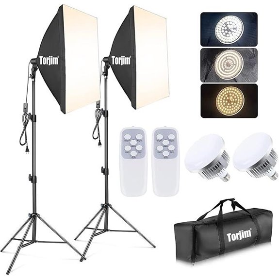 Torjim Softbox Lighting Kit with 2 Soft Boxes and LED Bulbs