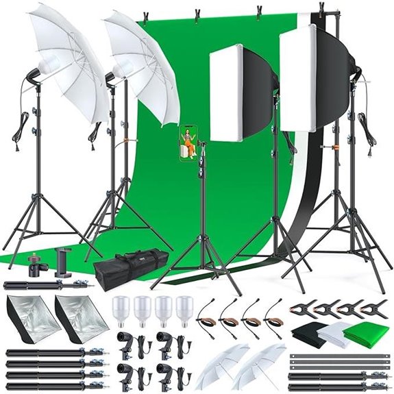 LINCO Photo Video Studio Light Kit with Backdrops