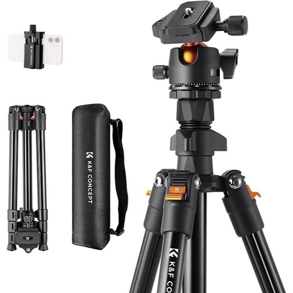 K&F Concept 64 Tripod with Ball Head and Phone Clip