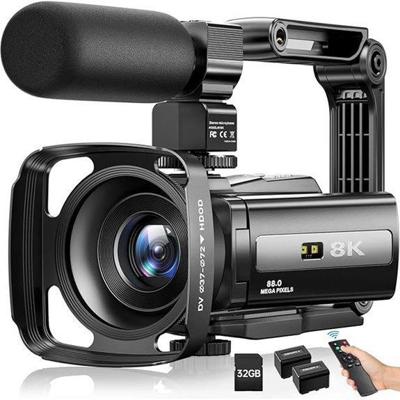 8K Video Camcorder with Night Vision and Accessories