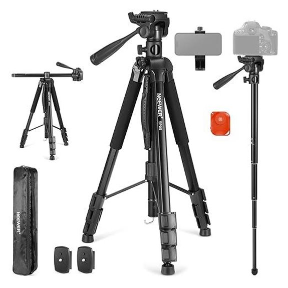 NEEWER 74 Video Tripod with Monopod and Remote