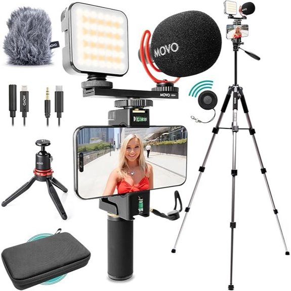 Movo Vlogging Kit with Tripod Microphone Lights
