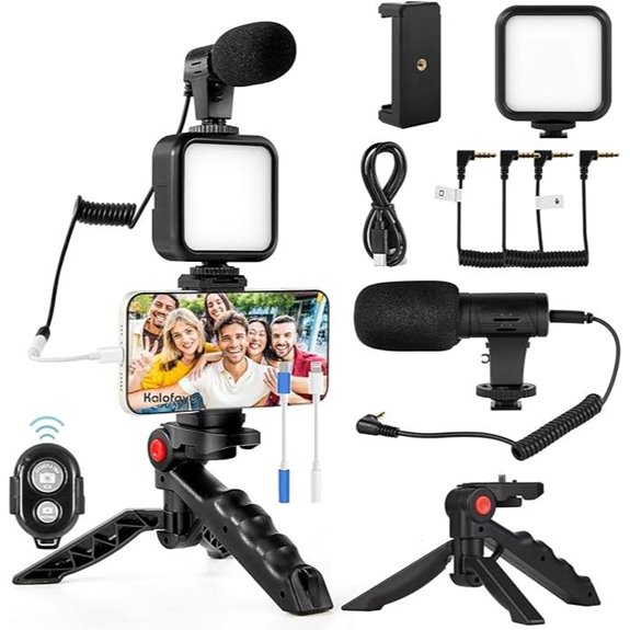 Vlogging Kit for iPhone & Android with Lights and Microphone
