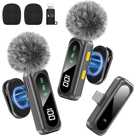 Wireless Microphone for iPhone Android Lavalier Noise Reduction