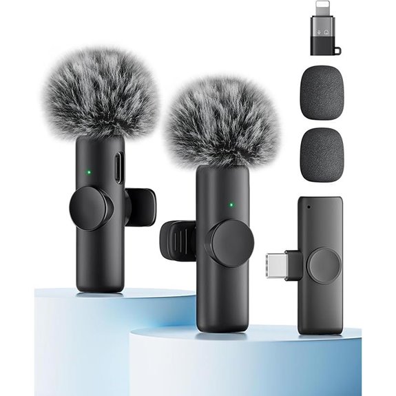 Wireless Lavalier Microphone for iPhone Android 2-Pack