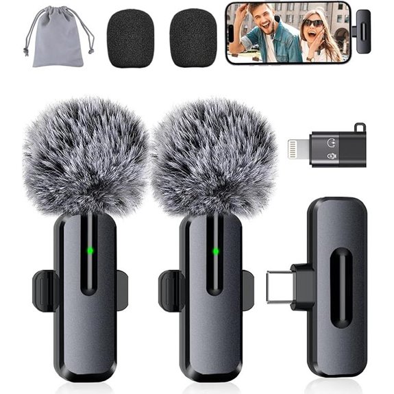 Wireless Mini Lavalier Microphones for iPhone & Android