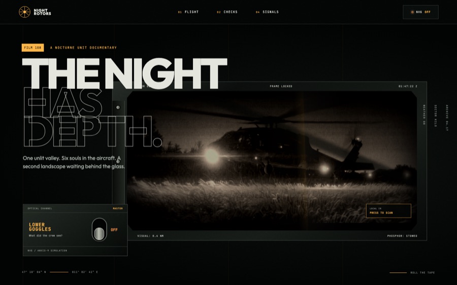 Night Rotors — Flight 47 After Dark — Layered Toggle Effect (FABLE/175, room 108)